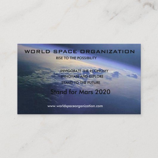 look_down_on_Earth, WORLD SPACE ORGANIZATION... Visitekaartje (Voorkant)