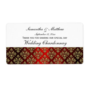  look Gold en Red Damask #3 Wijnlabel Etiket