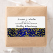  Look Gold & Royal Blu Damask Wijnlabel Etiket (Insitu)