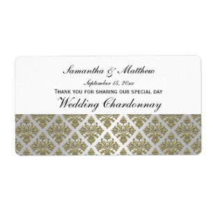  look Gold & White Damask #3 wijnlabel Etiket