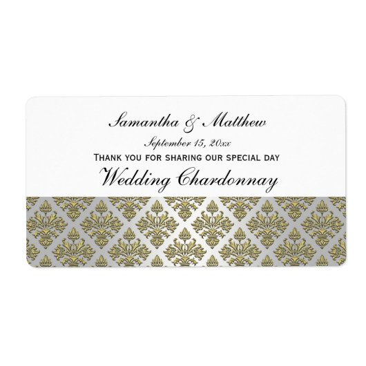  look Gold & White Damask #3 wijnlabel Etiket (Voorkant)