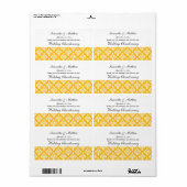 look Goldenrod & Wht Damask #3 Wijnlabel Etiket (Full Sheet)