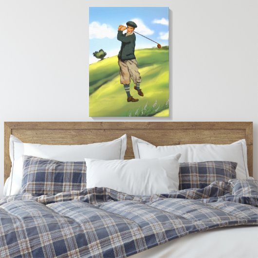 look Golfer Golf verpakt canvas print (Insitu (Slaapkamer))