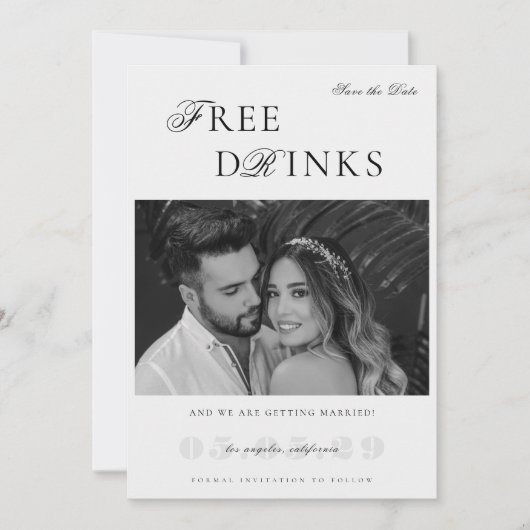 look gratis Drinken grappige humoristische bruilo Save The Date (Voorkant)