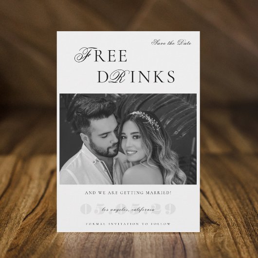  look gratis Drinken grappige humoristische bruilo Save The Date