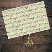  Look Green Dragonfly en Flowers op Tan Tissuepapier