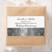 look grijs & zilveren damast #3 wijnetiket etiket (Insitu)