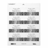 look grijs & zilveren damast #3 wijnetiket etiket (Full Sheet)