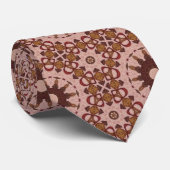  look groen beige & rood decoratief patroon stropdas (Opgerold)