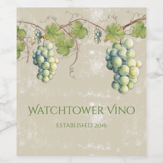  look groene druiven wijnstokken bladeren wijn etiket (Enkel label)