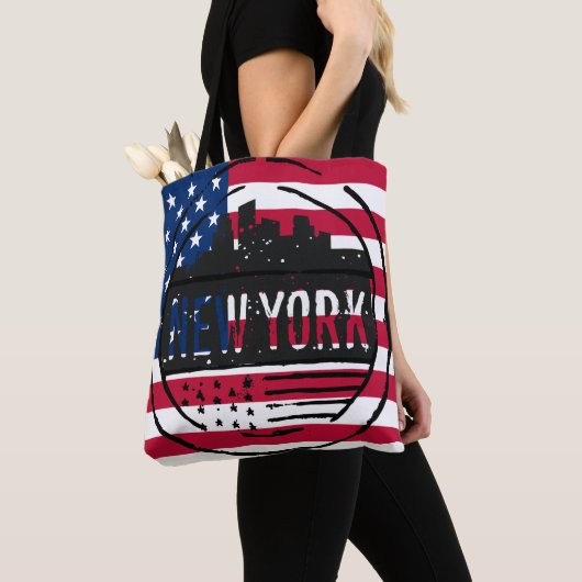  look in New York met sterren en strips Tote Bag (Dichtbij)