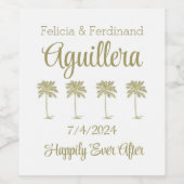  look kokospalmbomen bruiloft wijn etiket (Enkel label)