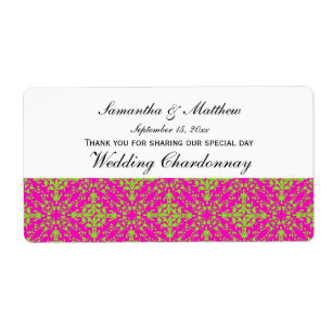  Look Limoen Hot Pink Damask #2 Wijnlabel Etiket