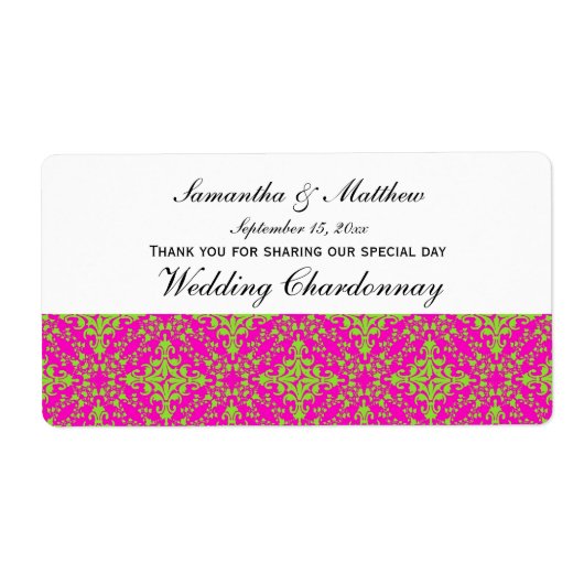  Look Limoen Hot Pink Damask #2 Wijnlabel Etiket (Voorkant)