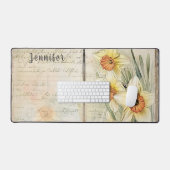  look narcissen en script. Bewerkbare naam Bureaumat (Keyboard & Muis)