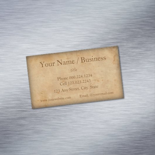  look oud en versleten magnetisch visitekaartje (Voorbeeld)