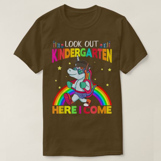 Look Out Kindergarten Here I Come Funny Unicorn Ba T-shirt (Design voorkant)