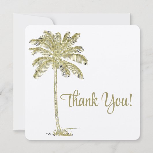  look palmbomen strand bruiloft bedankkaart (Voorkant)