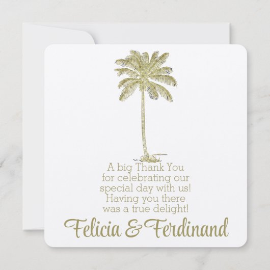  look palmbomen strand bruiloft bedankkaart (Achterkant)