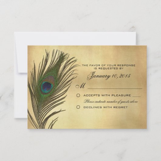 look Peacock Feather RSVP - Aangepast Kaartje (Voorkant)