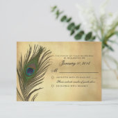 look Peacock Feather RSVP - Aangepast Kaartje (Staand voorkant)