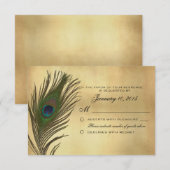 look Peacock Feather RSVP - Aangepast Kaartje (Voorkant / Achterkant)