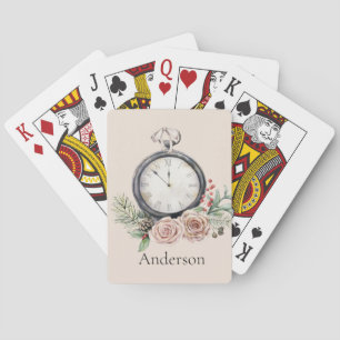  look Pocket Watch Winter Floral Pokerkaarten