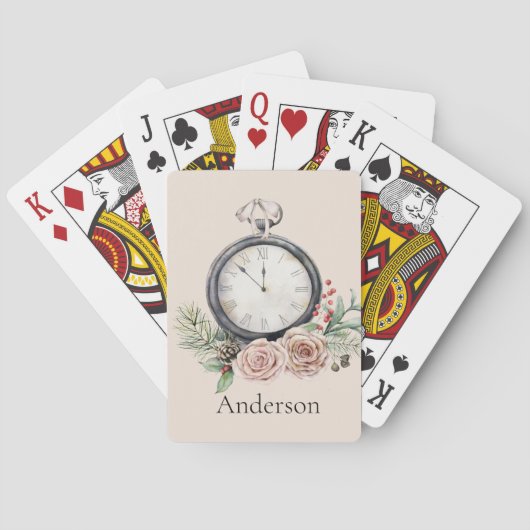 look Pocket Watch Winter Floral Pokerkaarten (Achterkant)