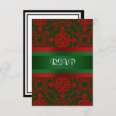  look Red en Green Damask #2 RSVP Kaartje (Voorkant / Achterkant)