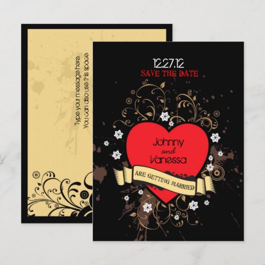  look Rock & Roll Music Thed Wedding Aankondigingskaart (Voorkant / Achterkant)