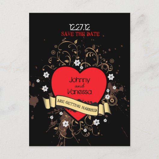 look Rock & Roll Music Thed Wedding Aankondigingskaart (Voorkant)