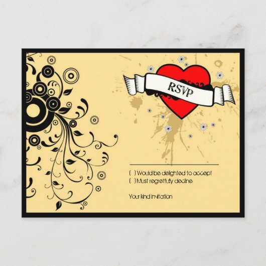  look Rock & Roll Music Thed Wedding Uitnodiging Briefkaart (Voorkant)