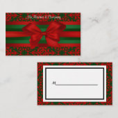  look rood & groen Damask #2 Bow Place Card Plaatskaartje (Voorkant / Achterkant)