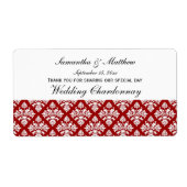  look rood & wit damask #3 wijnetiket etiket (Voorkant)