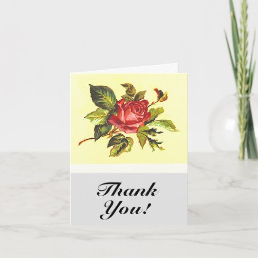  look Roos Flower, "Dank je!" Kaart (Voorkant)