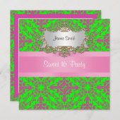  look Roze Limoen Grn Damask #3 Sweet 16 Pty Kaart (Voorkant / Achterkant)