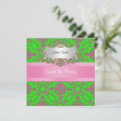  look Roze Limoen Grn Damask #3 Sweet 16 Pty Kaart (Staand voorkant)