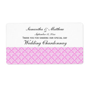  look roze & wit damask #3 wijnlabel etiket