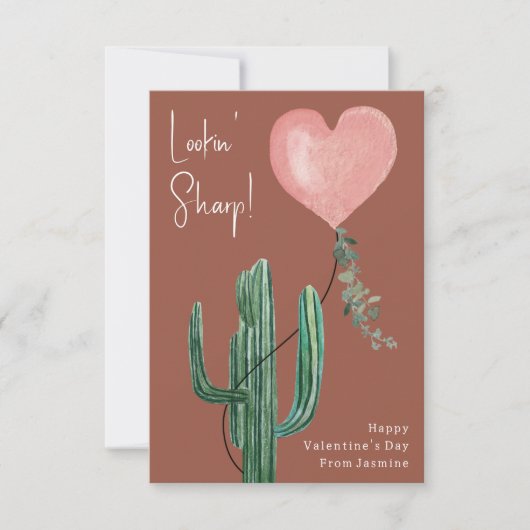 Look Sharp Cactus Pink Classroom Valentijn Foto Kaart (Voorkant)