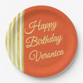  look Sinaasappel en goud personaliseren Verjaarda Papieren Bordje