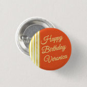 look Sinaasappel en goud personaliseren Verjaarda Ronde Button 3,2 Cm (Voorkant /achterkant)