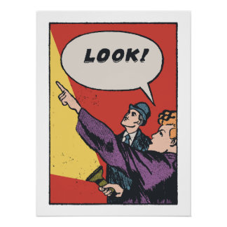 LOOK! The Thing in the Sky • Golden Era Comic Art Perfect Poster