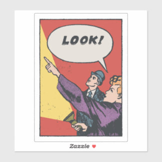 LOOK! The Thing in the Sky • Golden Era Comic Art Sticker