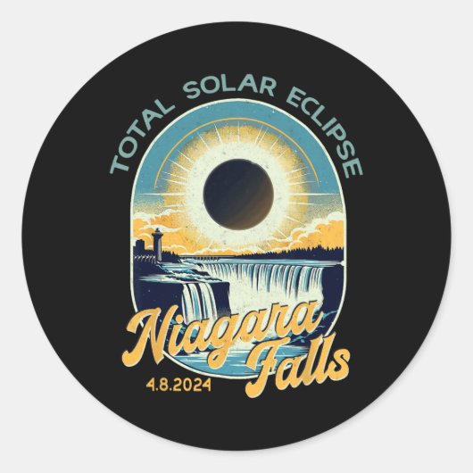 look totale zonsverduistering Niagara Herfsten Ronde Sticker (Voorkant)