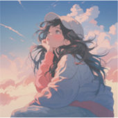 Look up the sky | 東京娘 GenerartiveAI シール Sticker (Voorkant)