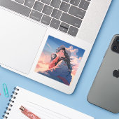 Look up the sky | 東京娘 GenerartiveAI シール Sticker (Laptop met iPhone)