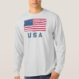  look US Flag (Blue Text) Lange mouw T-shirt
