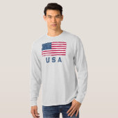  look US Flag (Blue Text) Lange mouw T-shirt (Voorkant volledig)