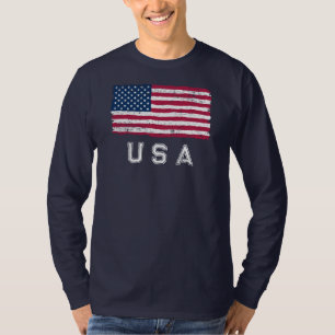 look US Flag (witte tekst) lange mouw T-shirt