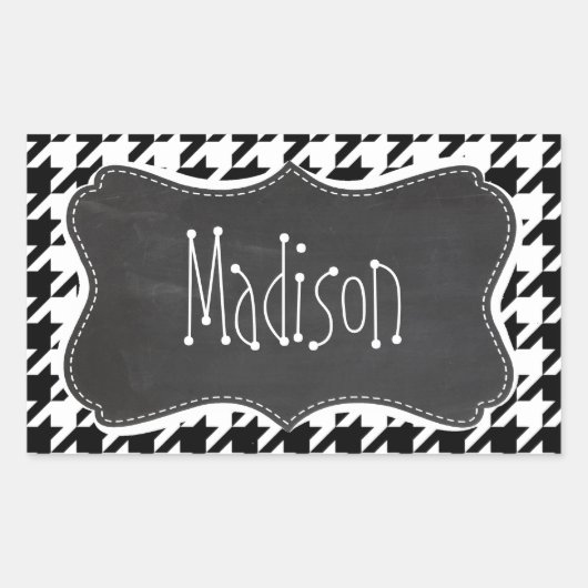  look voor het alkbord; zwart-witgeluid rechthoekige sticker (Voorkant)